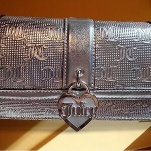 NEW Juicy Couture Metallic Silver Shoulder Bag